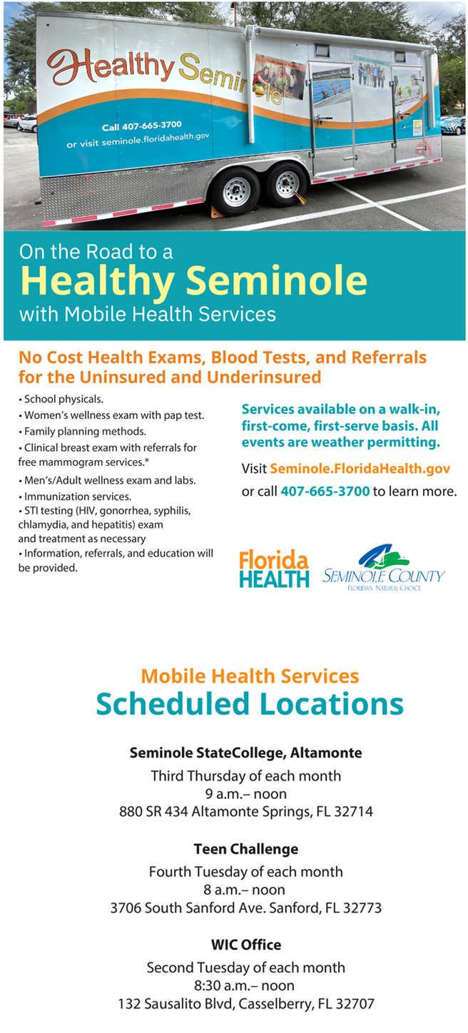 Mobile Health Outreach Flyer. Download flyer PDF below for transcript.