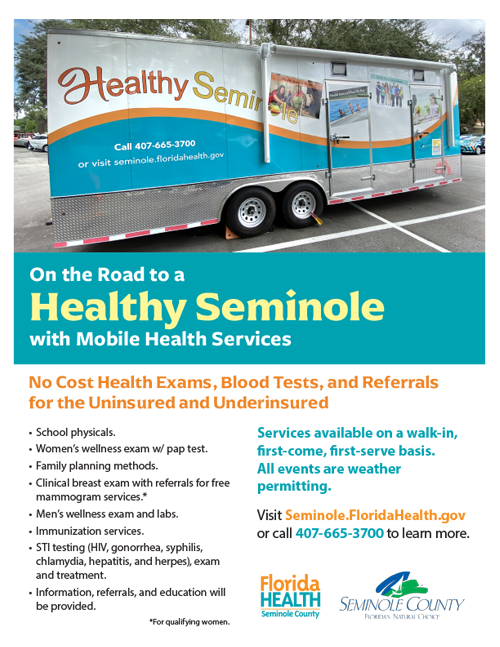 Mobile Health Outreach Flyer. Download flyer PDF below for transcript.