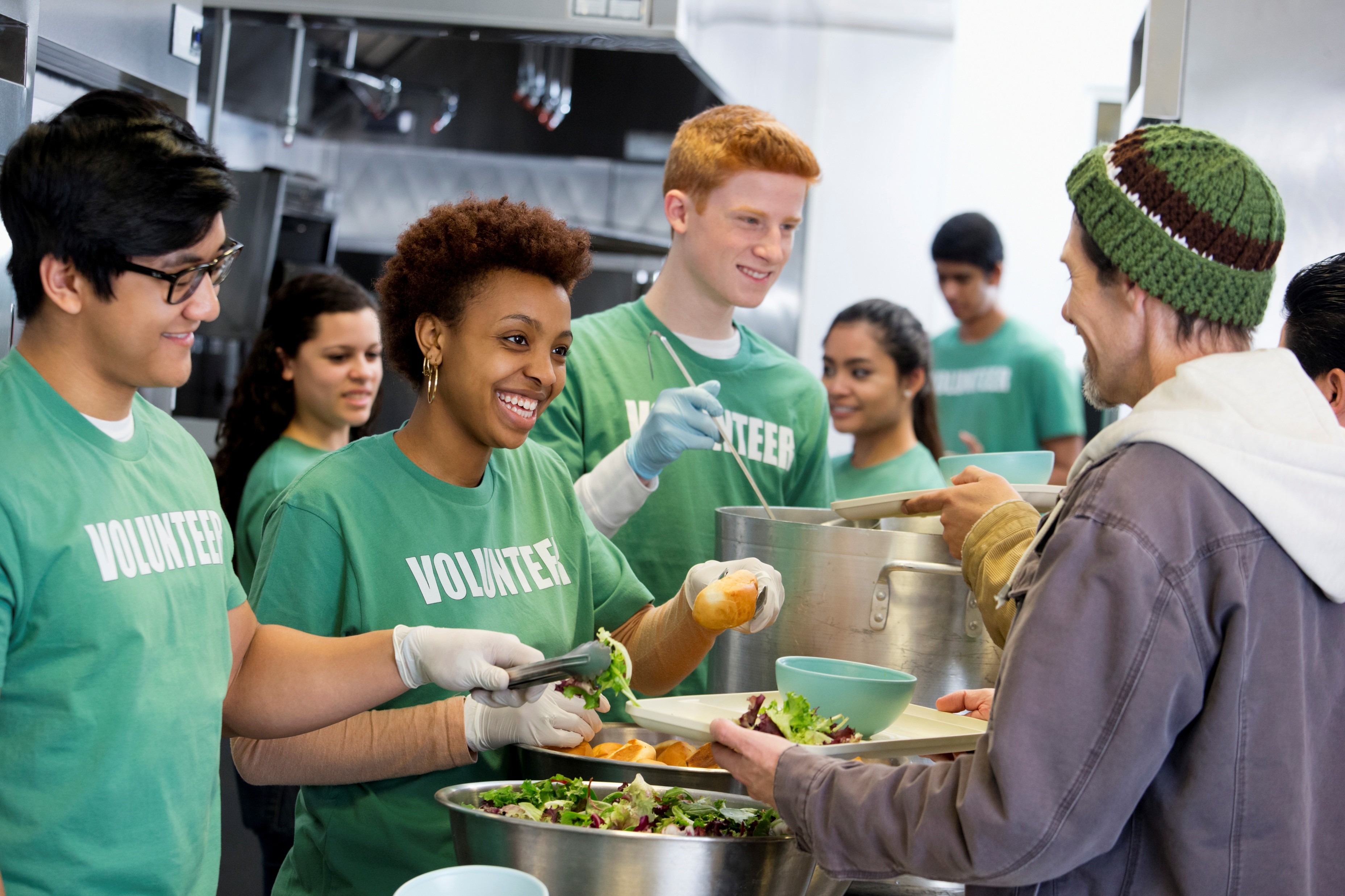 Volunteers working at a food kitchen