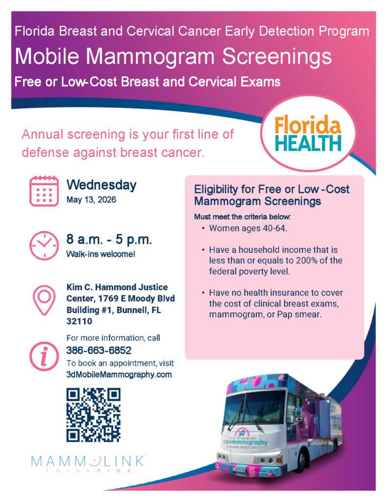 Mobile Mammogram Screenings Event Flyer