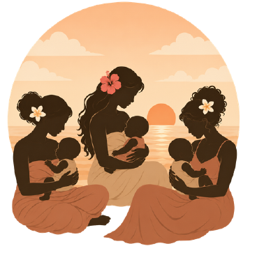 Illustration of three mothers breastfeeding their babies